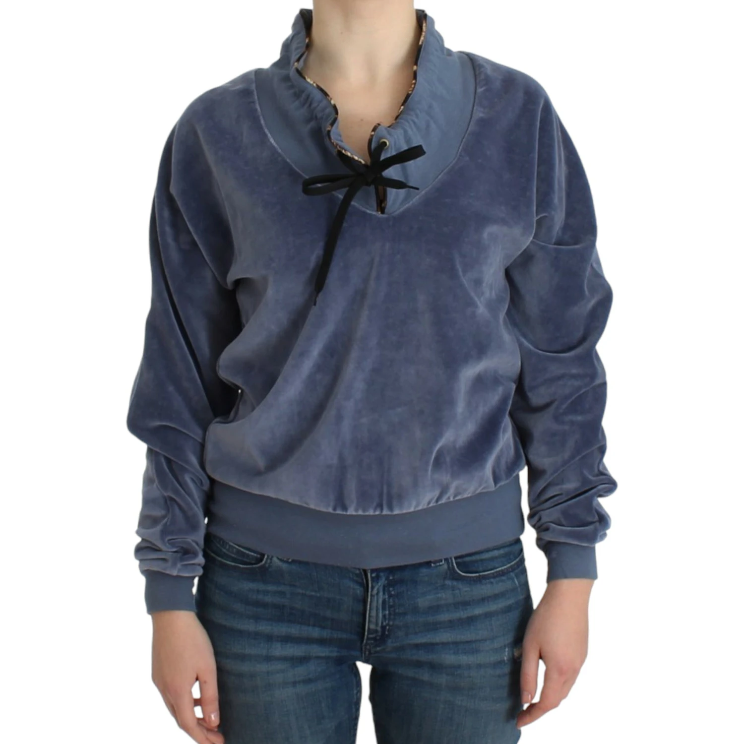 Blue velvet cotton sweater