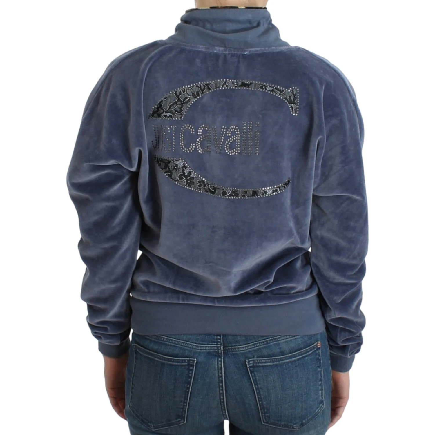 Blue velvet cotton sweater