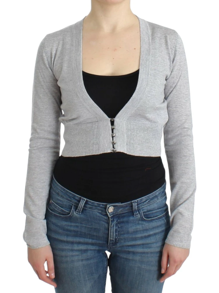 Gray cropped wool cardigan