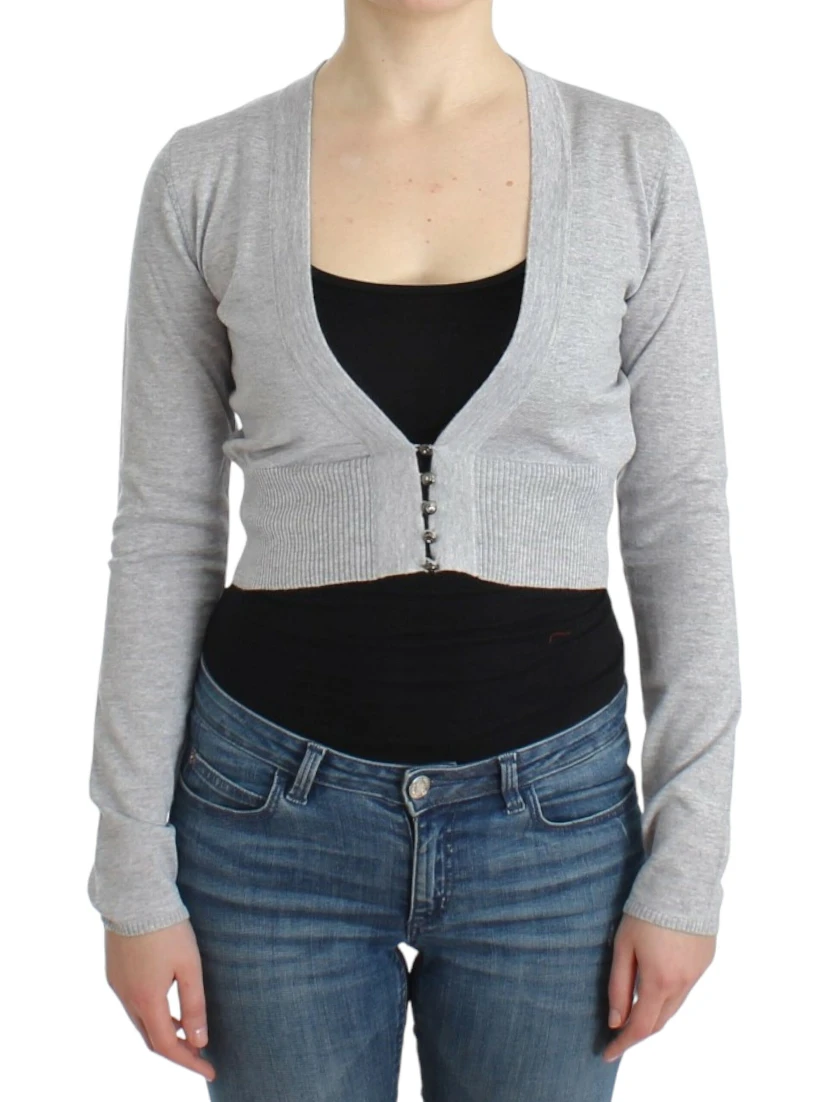 Gray cropped wool cardigan