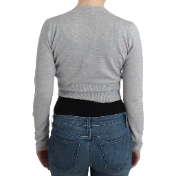 Gray cropped wool cardigan