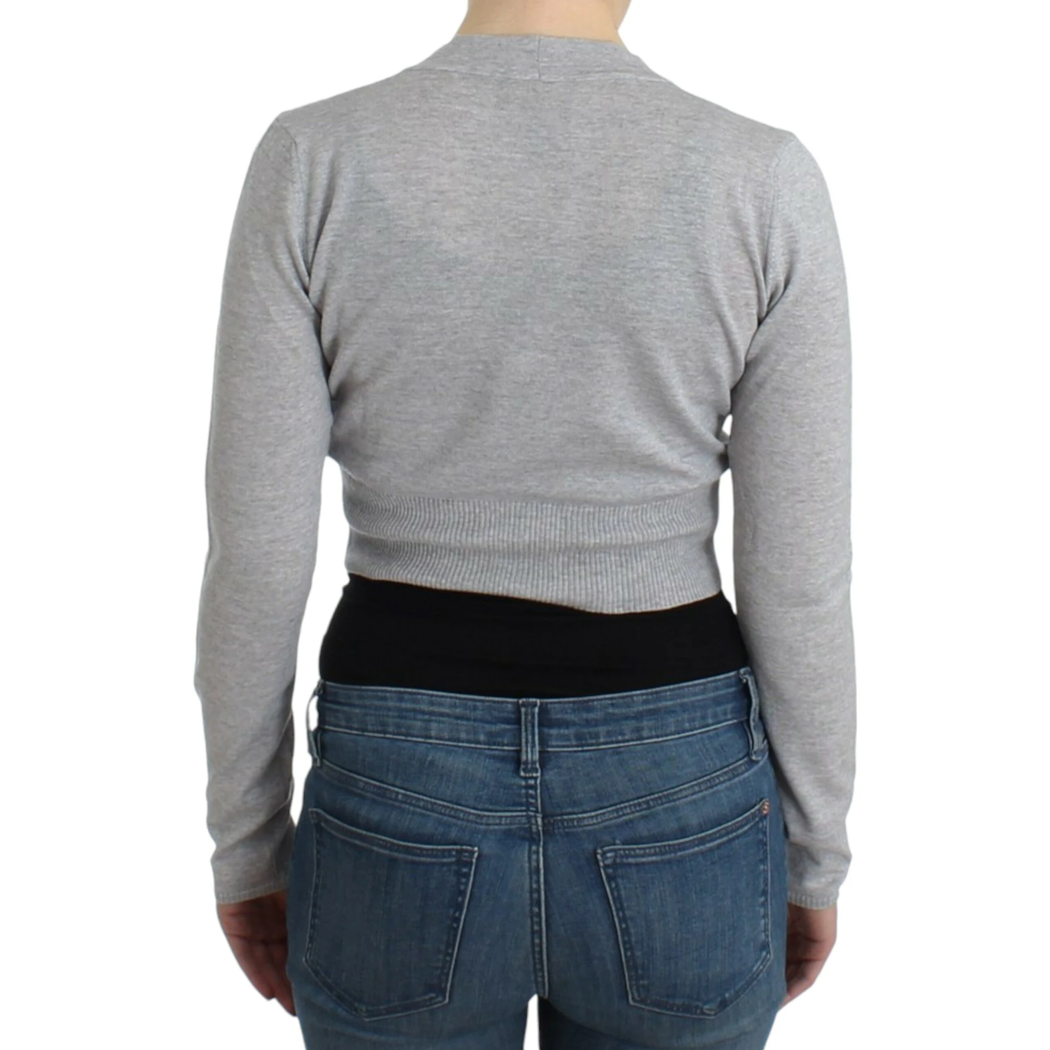 Gray cropped wool cardigan