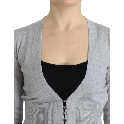 Gray cropped wool cardigan