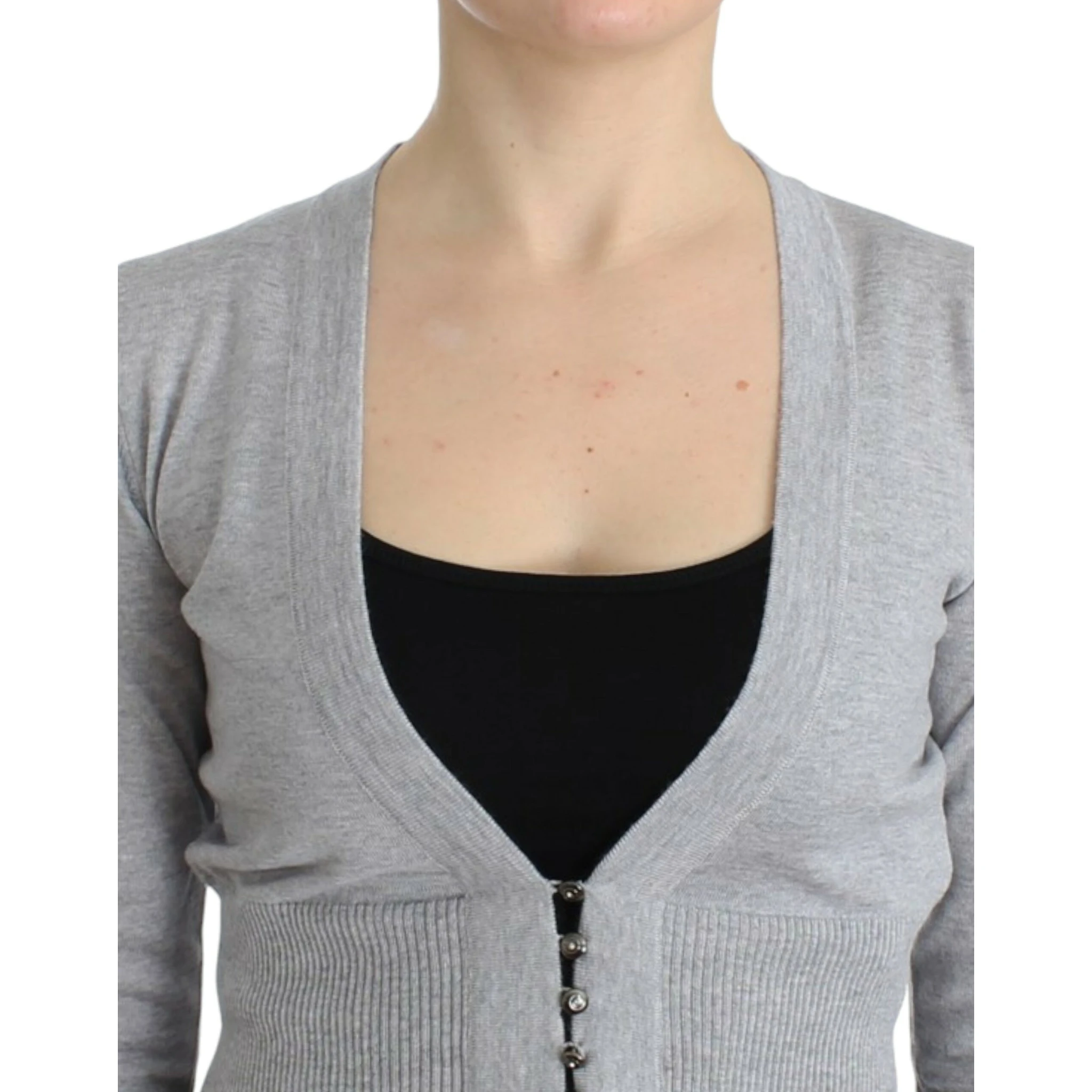 Gray cropped wool cardigan