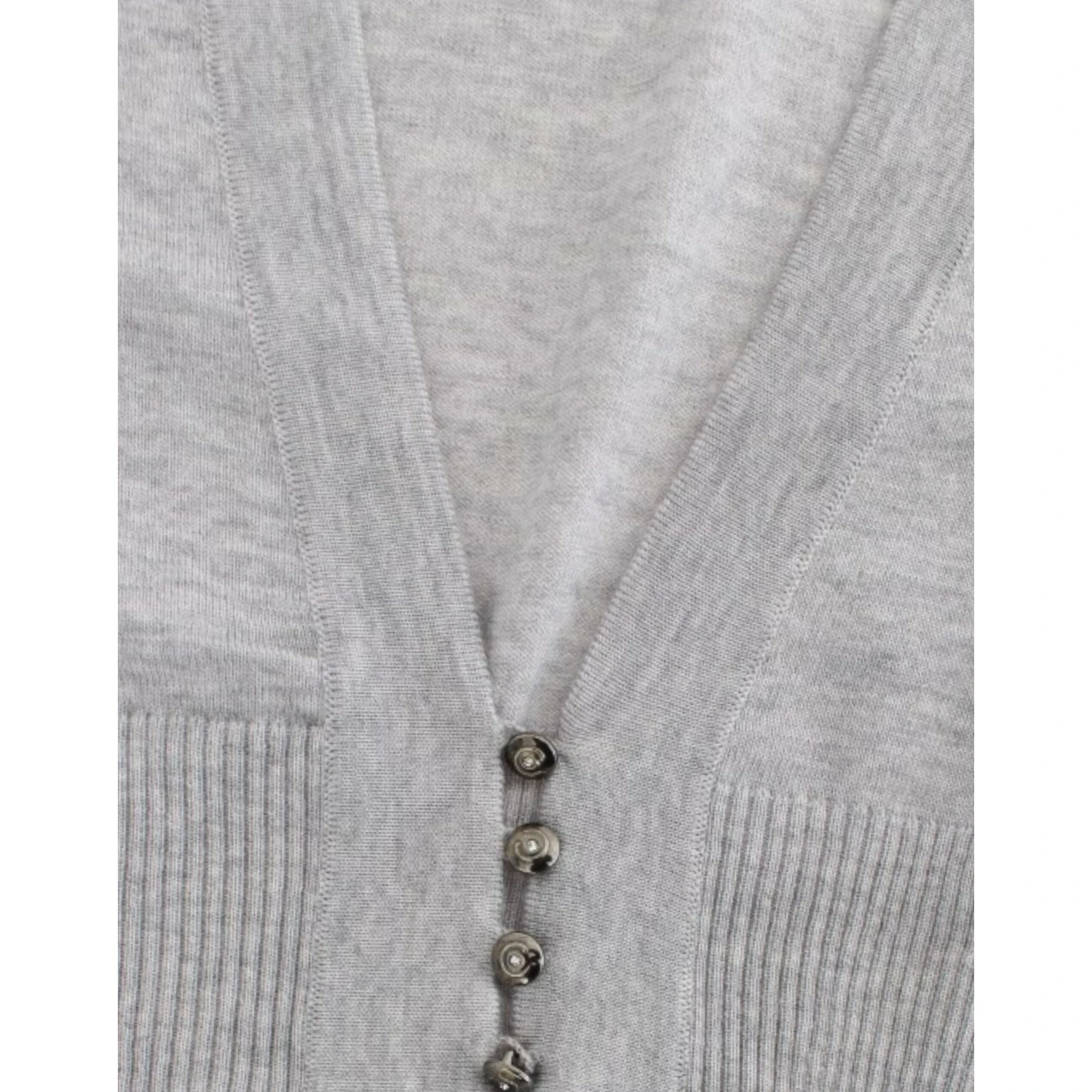 Gray cropped wool cardigan