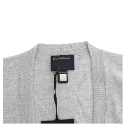 Gray cropped wool cardigan