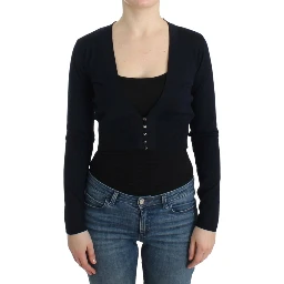 Black cropped wool cardigan