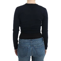 Black cropped wool cardigan