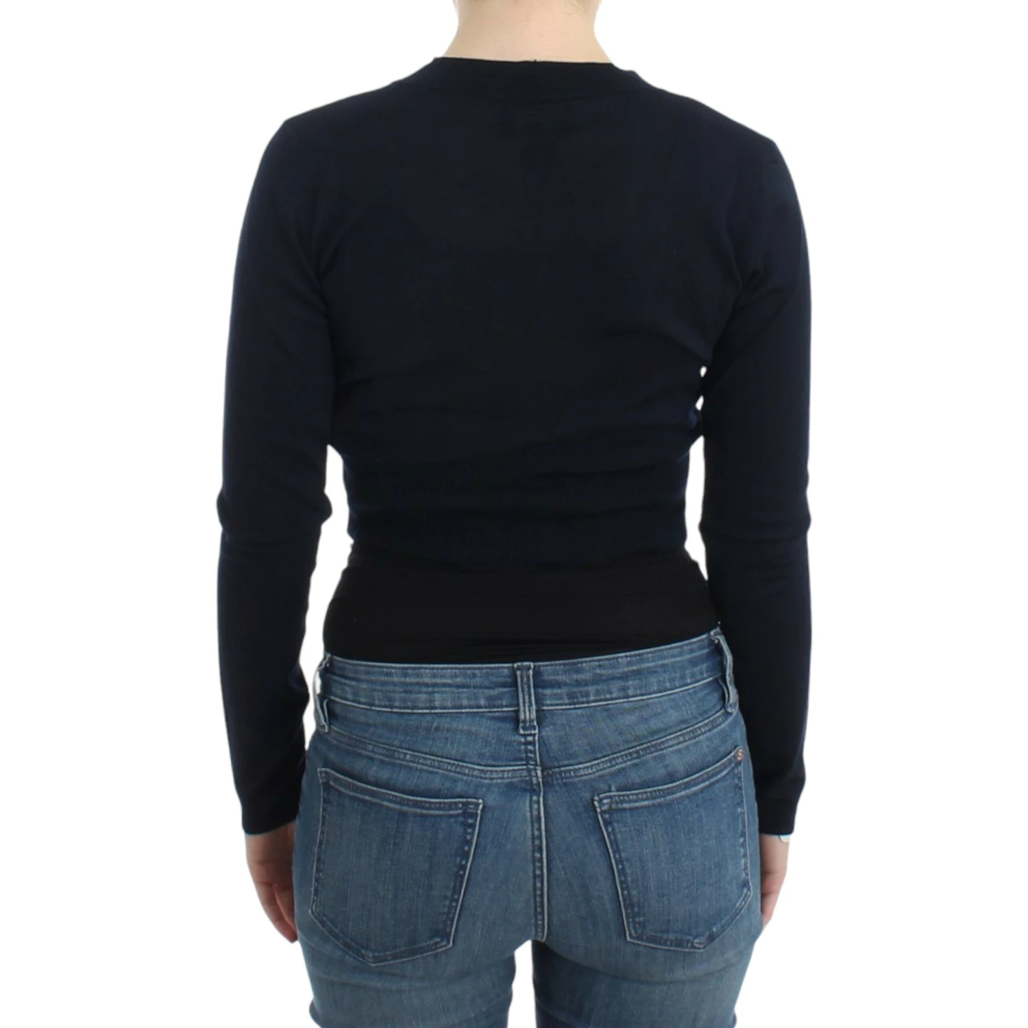 Black cropped wool cardigan