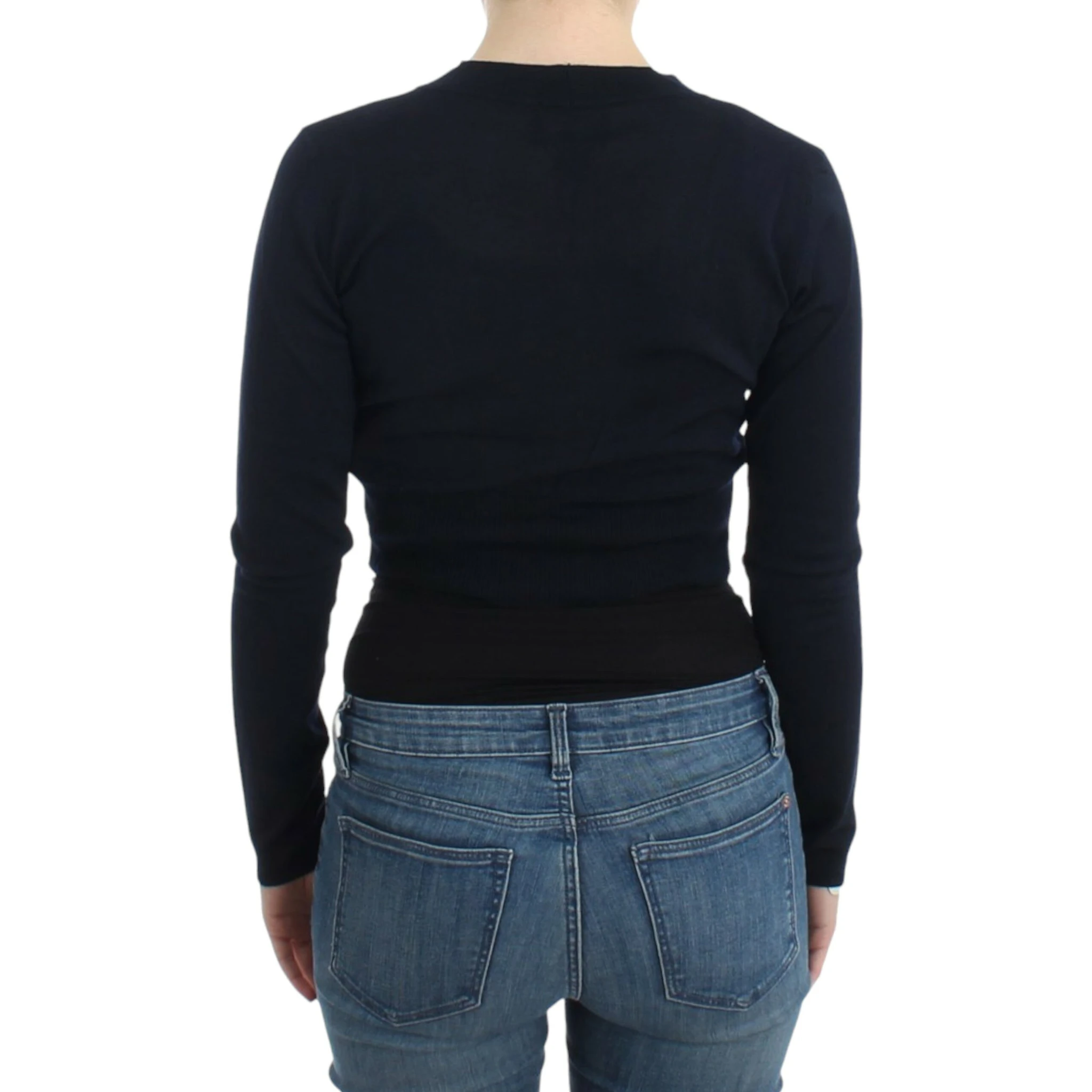 Black cropped wool cardigan