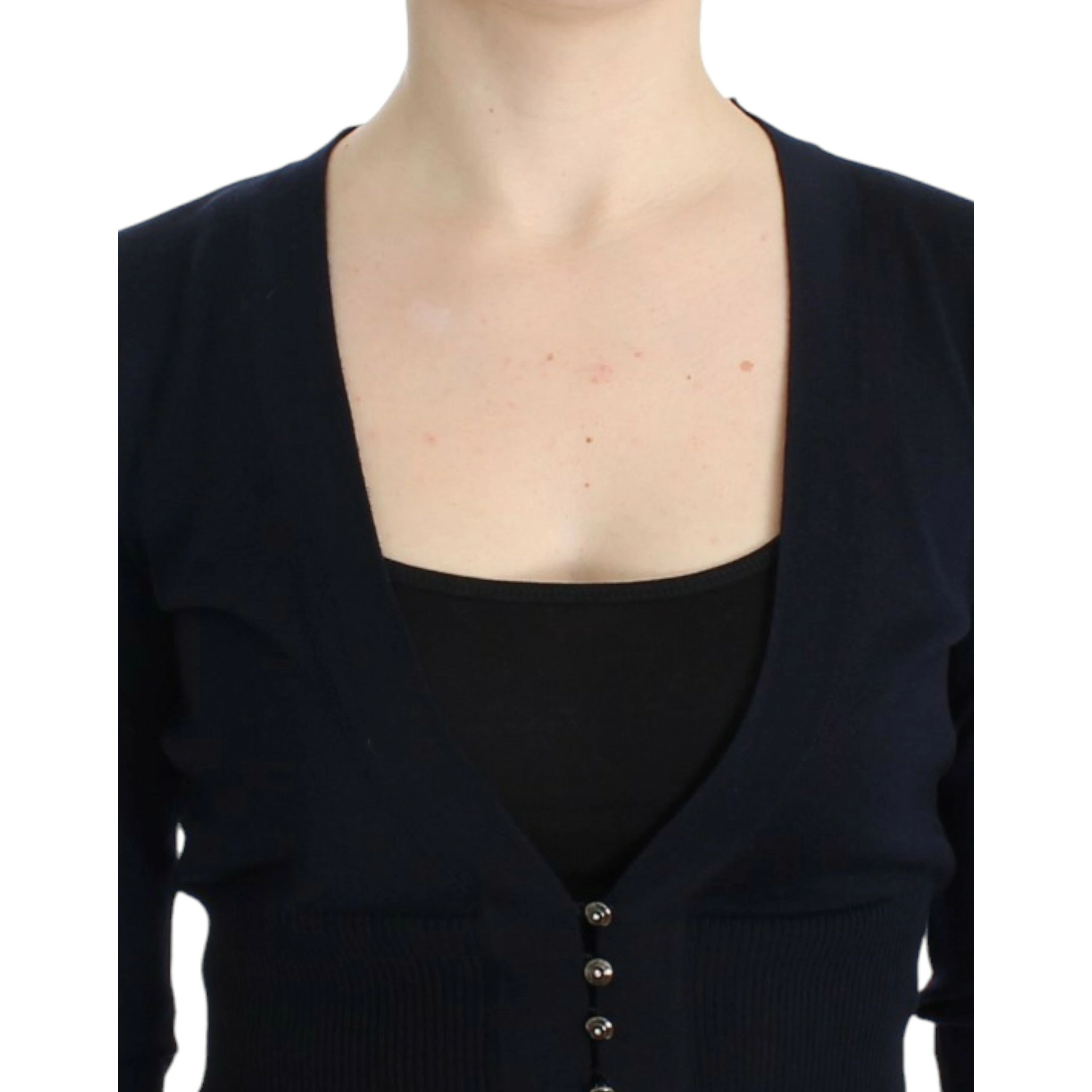 Black cropped wool cardigan