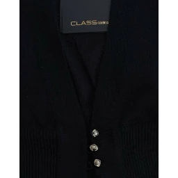 Black cropped wool cardigan