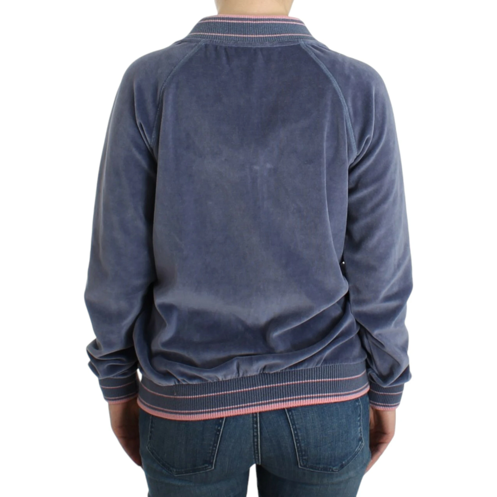 Blue velvet zipup sweater