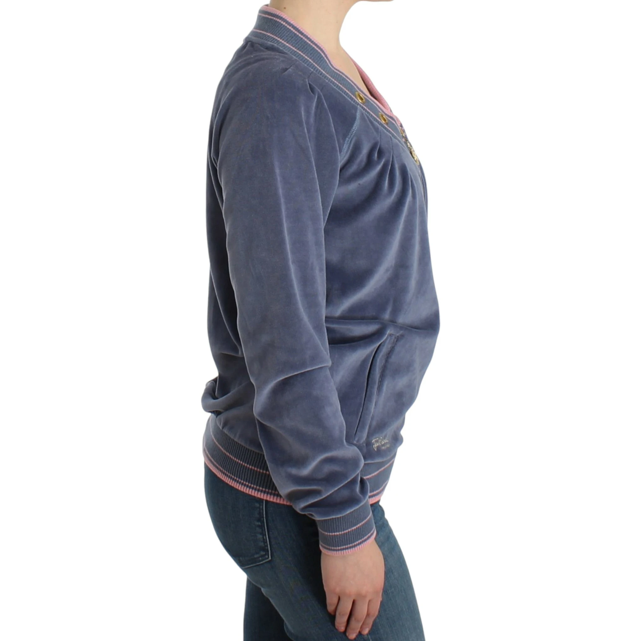Blue velvet zipup sweater