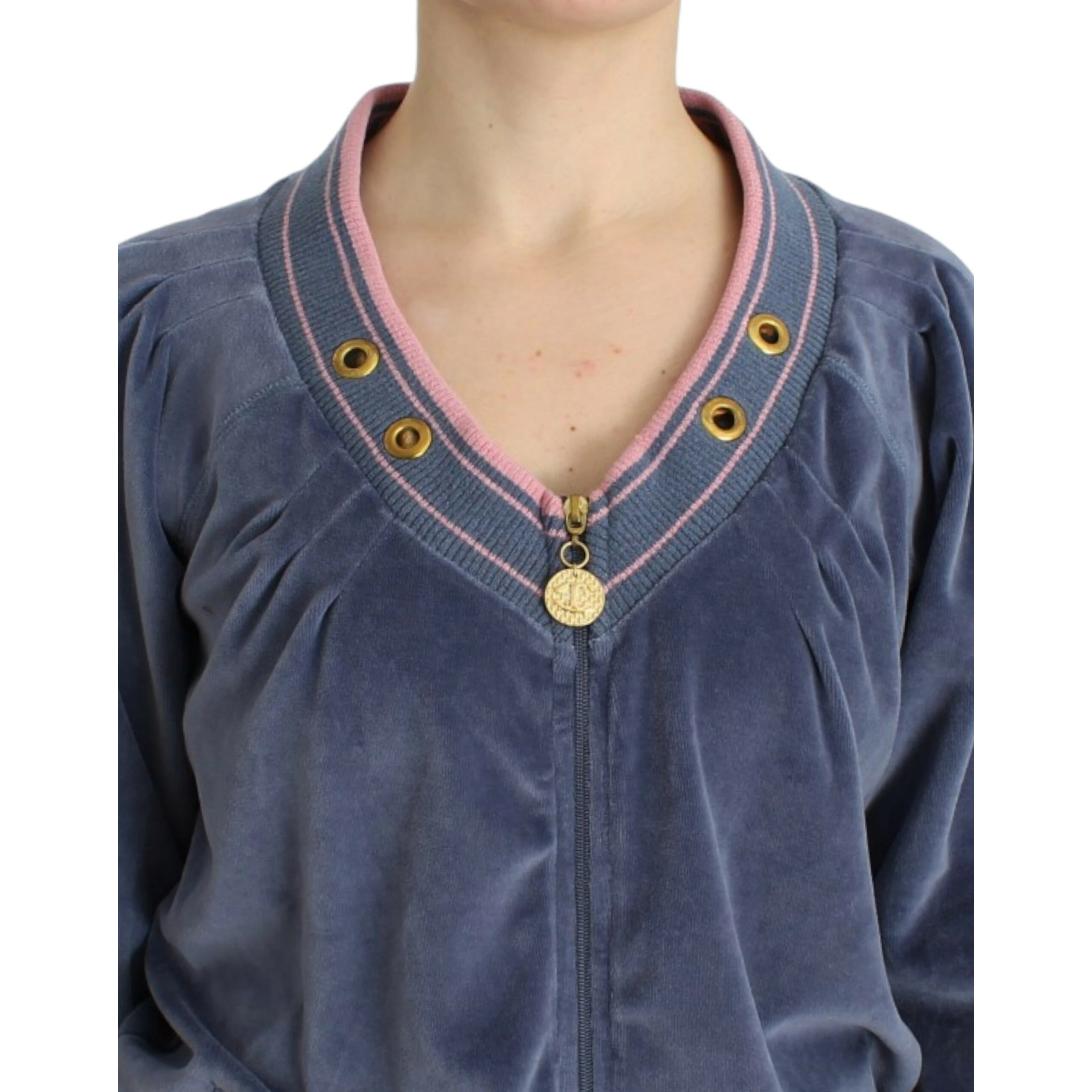 Blue velvet zipup sweater