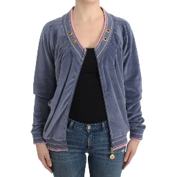 Blue velvet zipup sweater