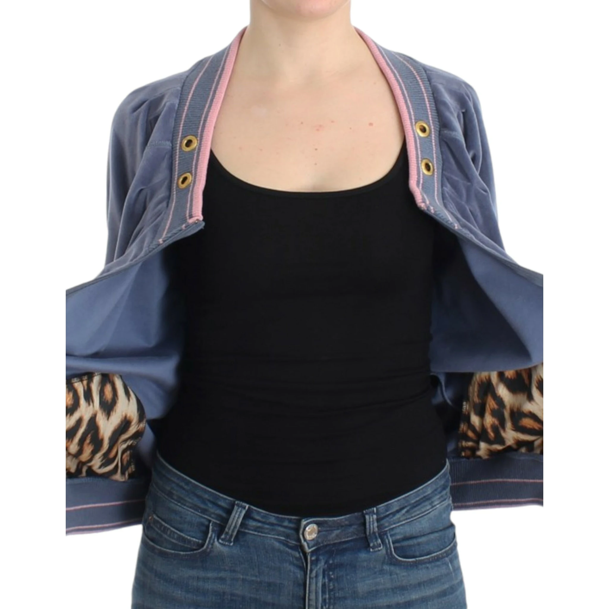 Blue velvet zipup sweater