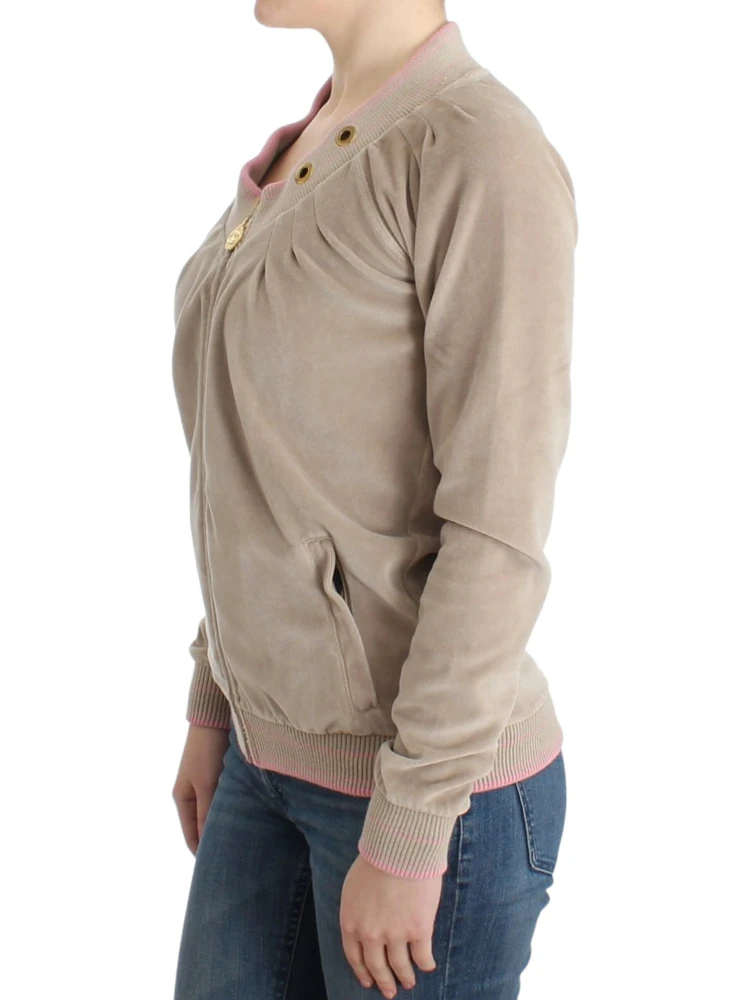Beige velvet zipup sweater alternative