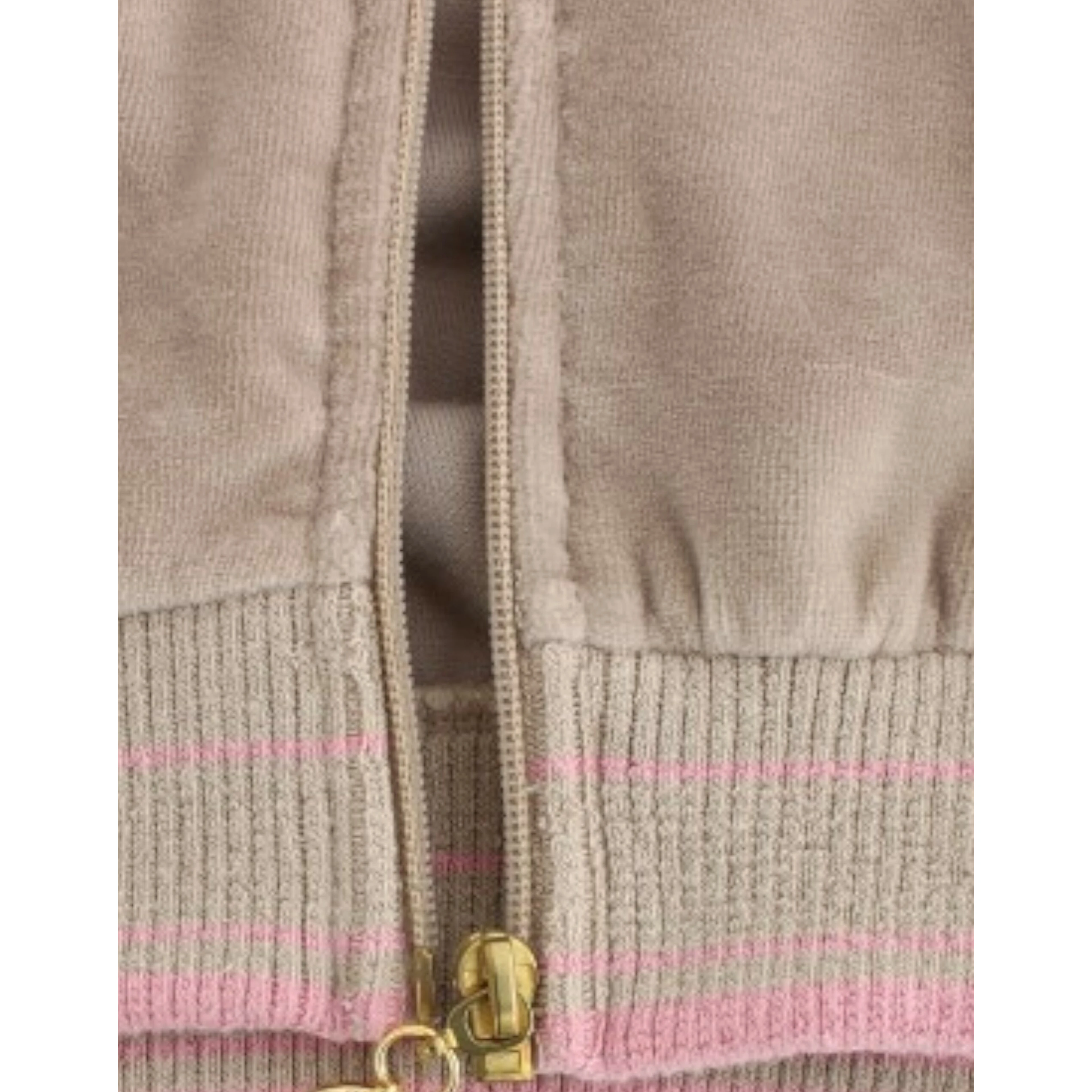 Beige velvet zipup sweater
