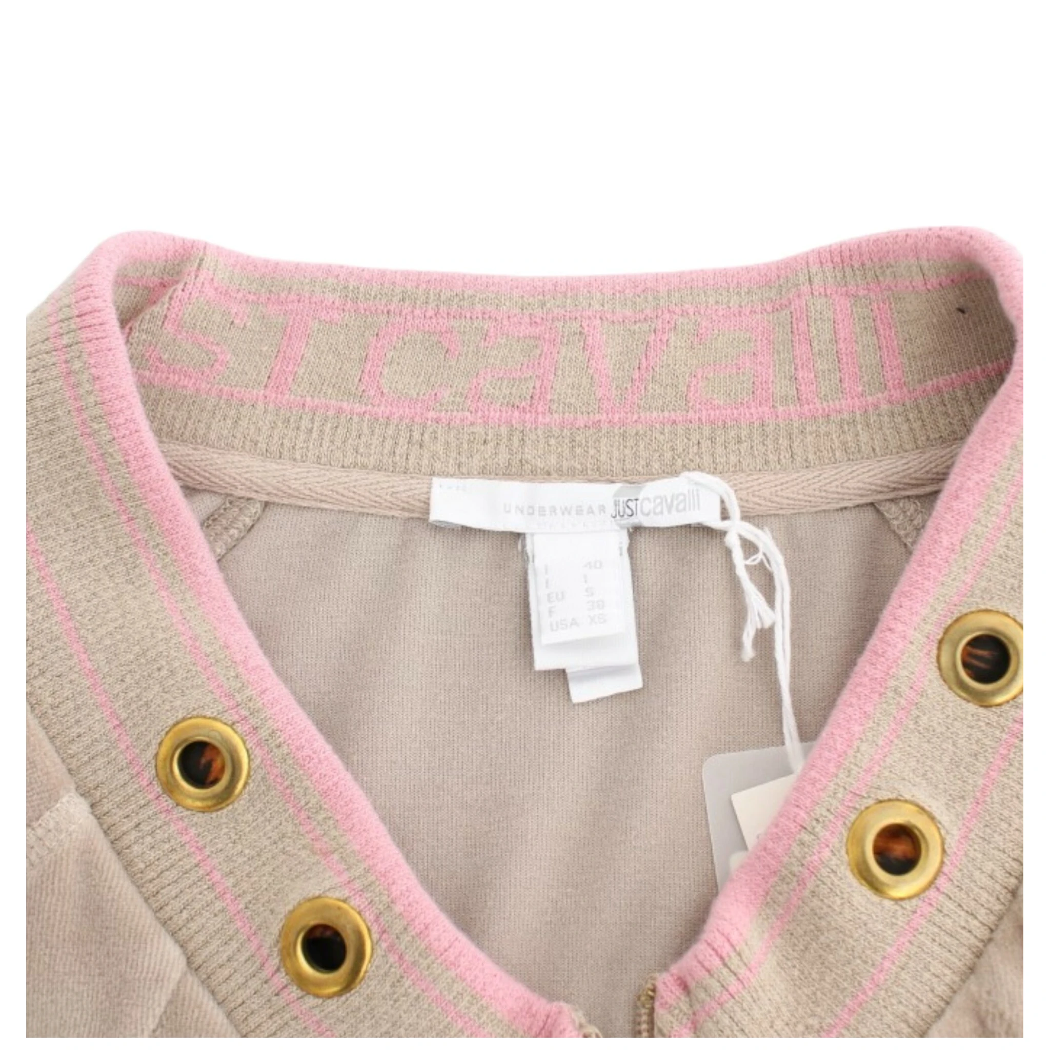 Beige velvet zipup sweater