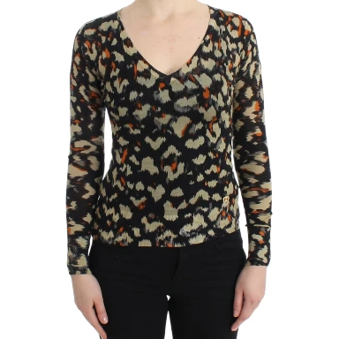 Multicolor v-neck wool jumper