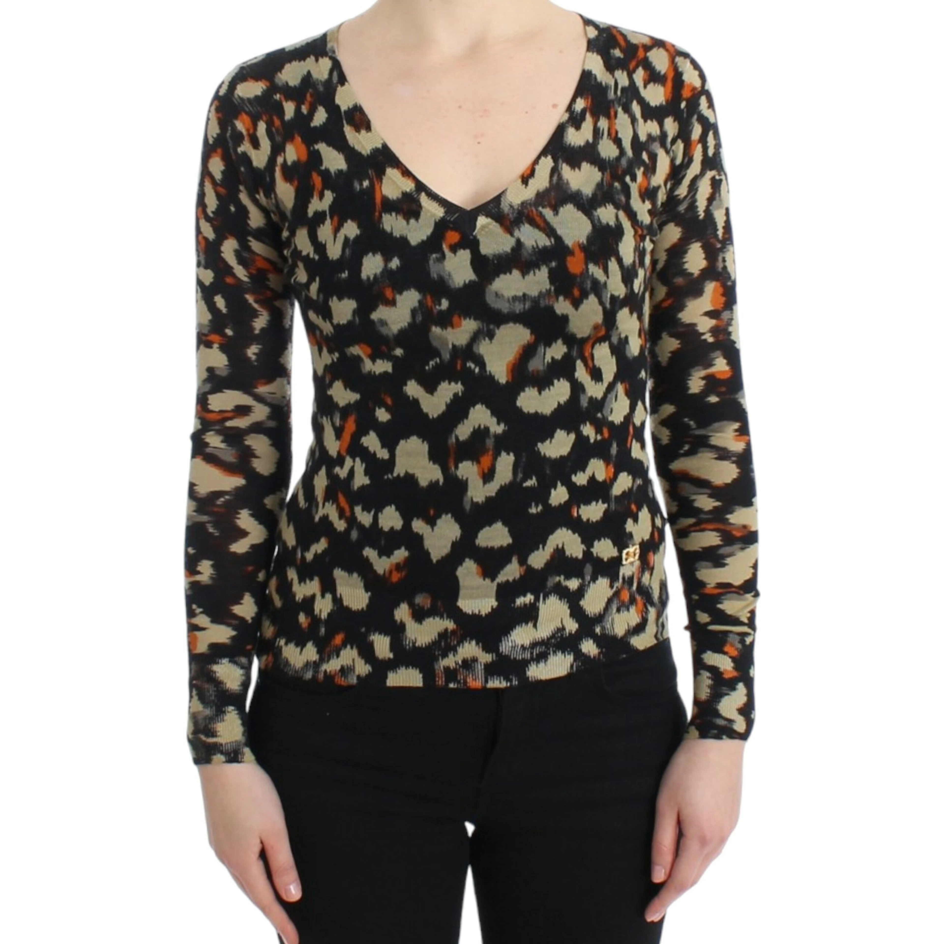 Multicolor v-neck wool jumper