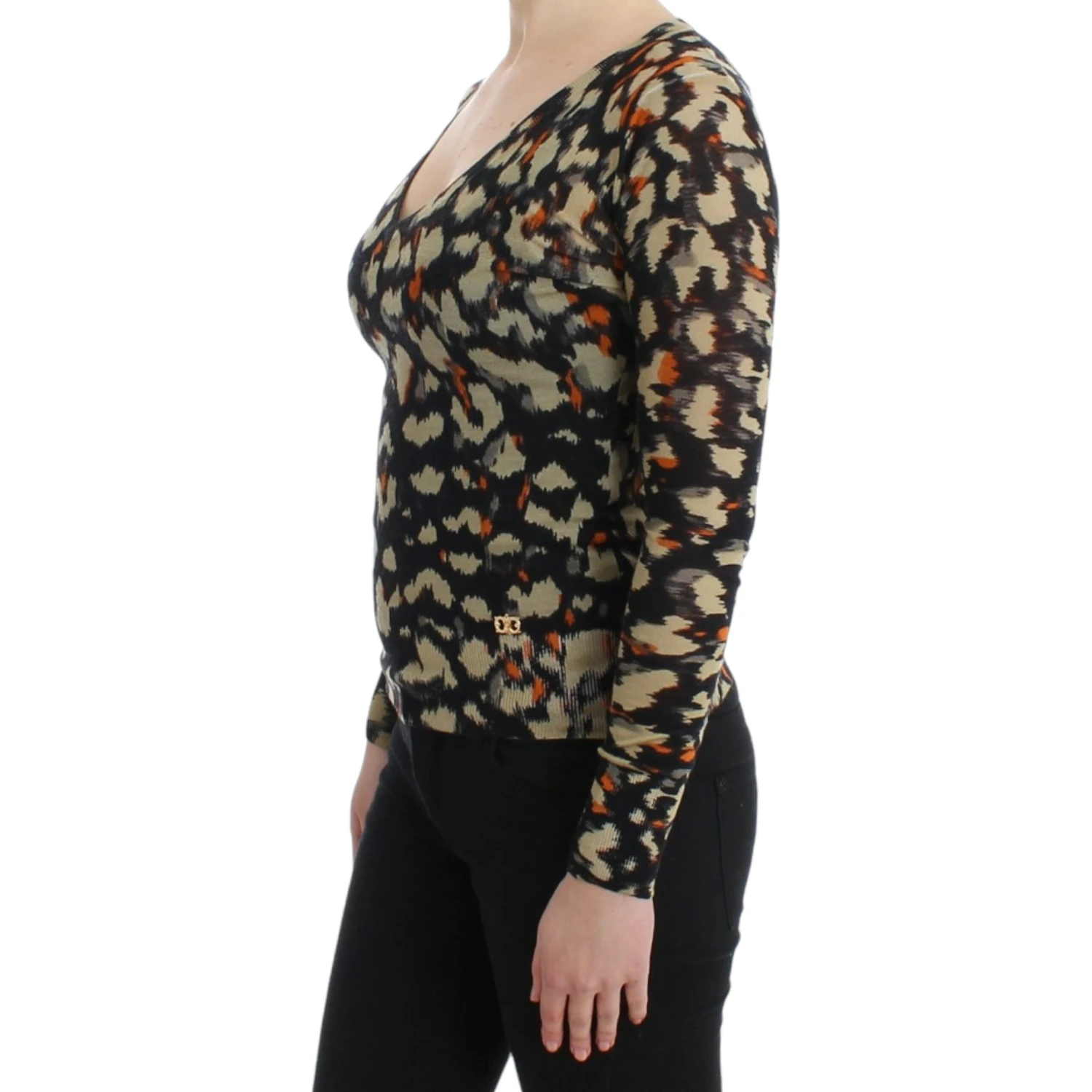 Multicolor v-neck wool jumper