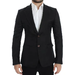 Black silk slim fit blazer