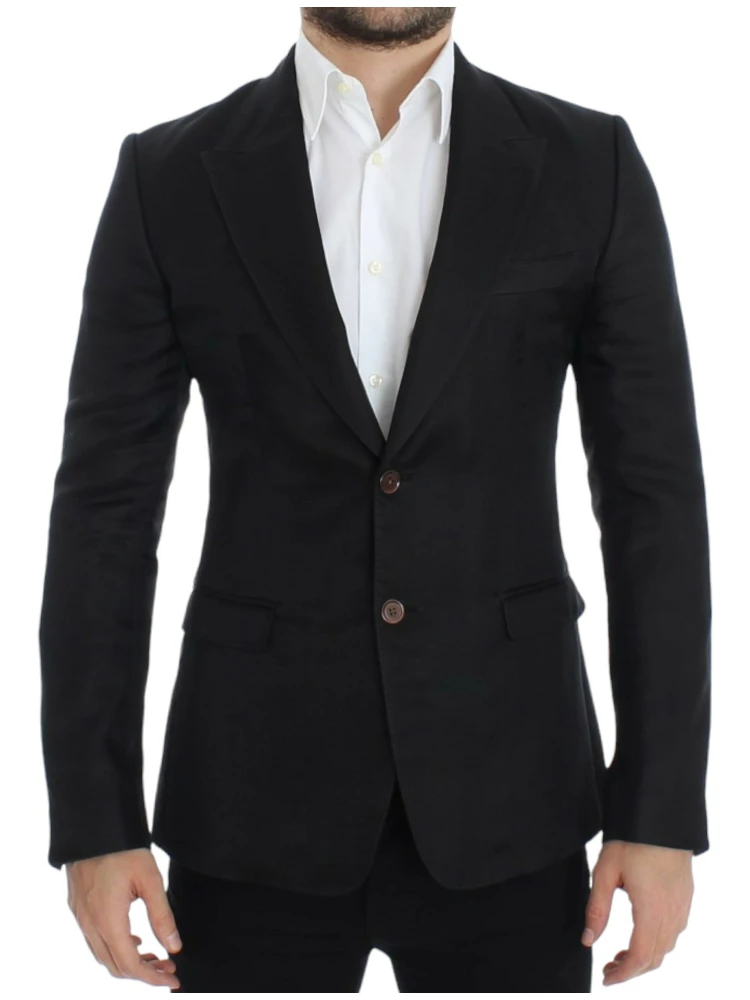 Black silk slim fit blazer