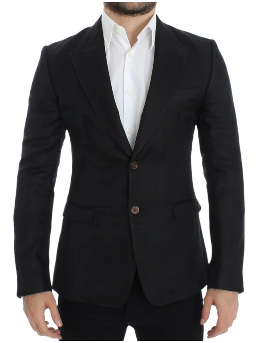 Black silk slim fit blazer