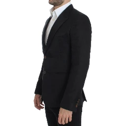 Black silk slim fit blazer