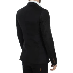 Black silk slim fit blazer