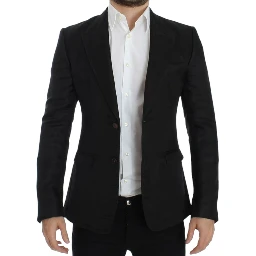 Black silk slim fit blazer