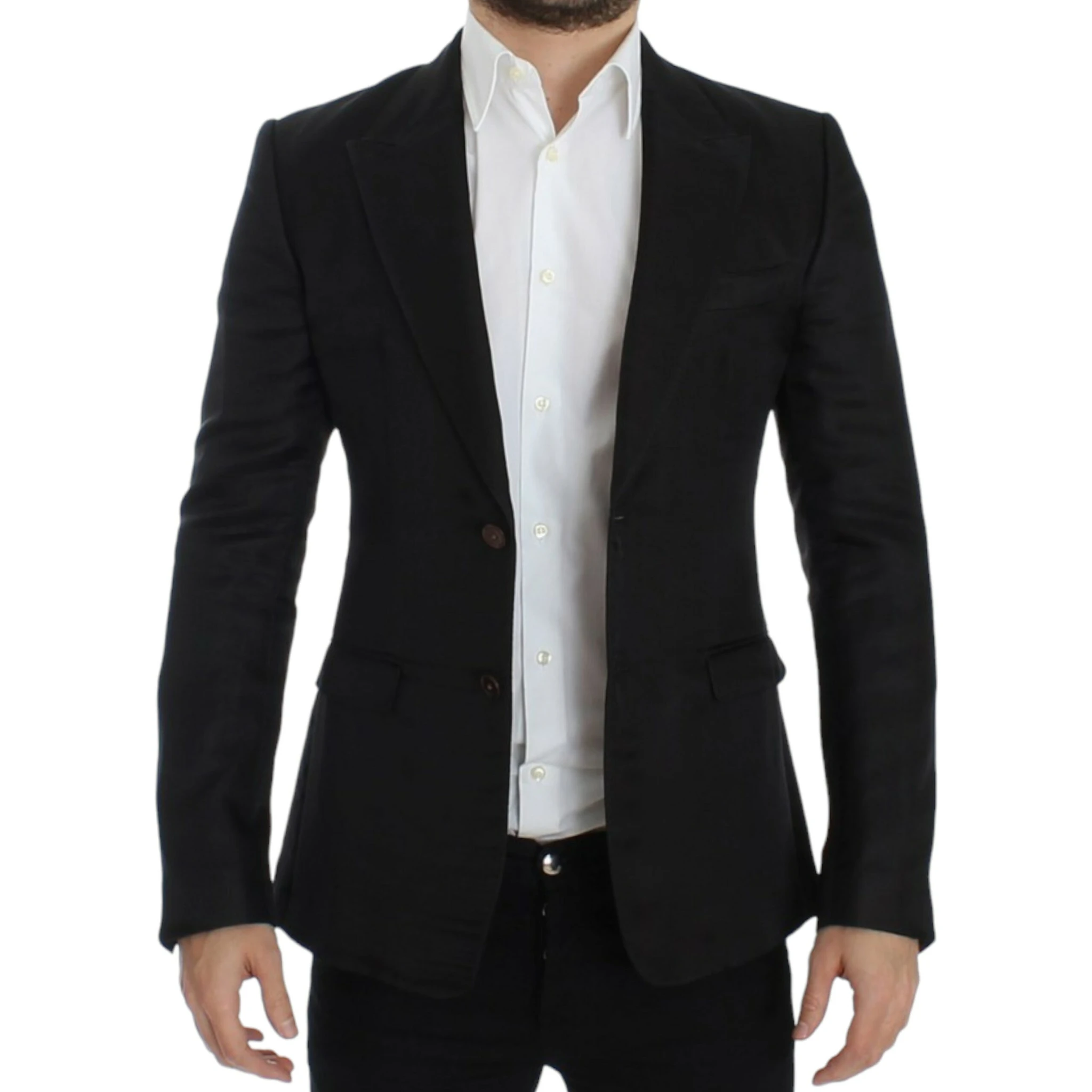 Black silk slim fit blazer