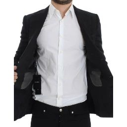 Black silk slim fit blazer