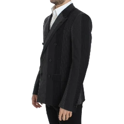 Gray striped wool stretch blazer