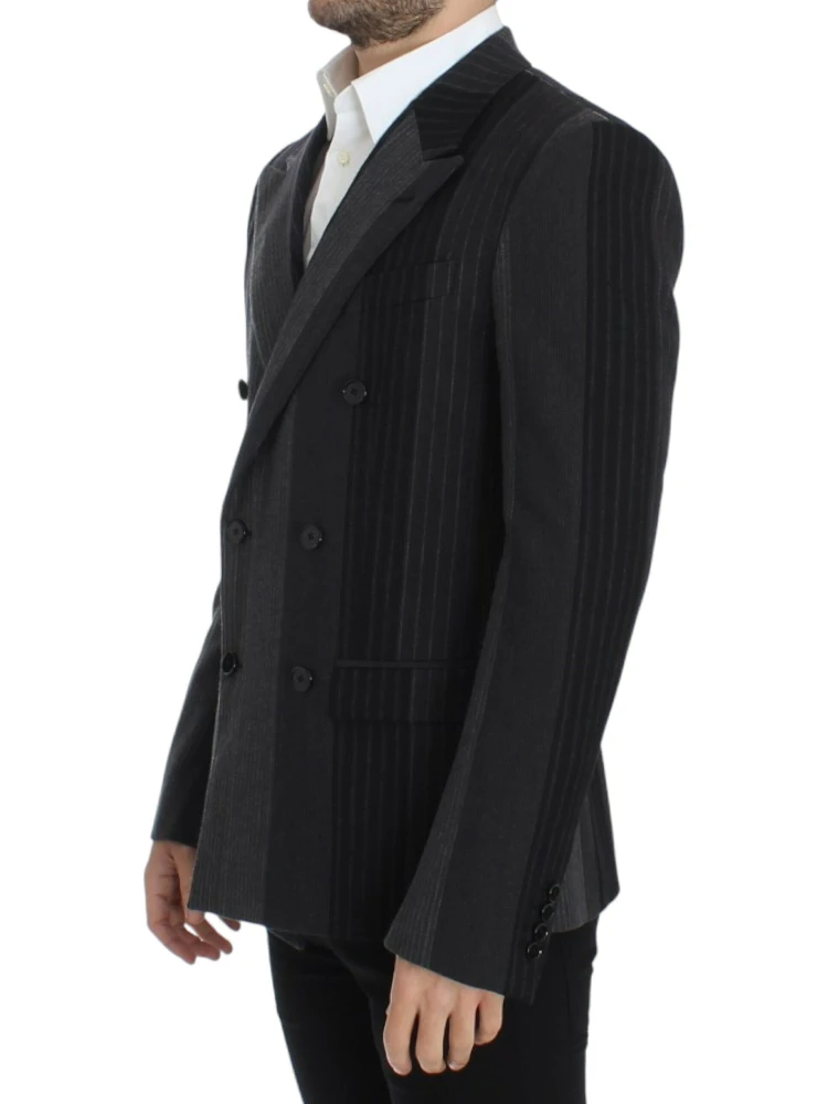 Gray striped wool stretch blazer alternative