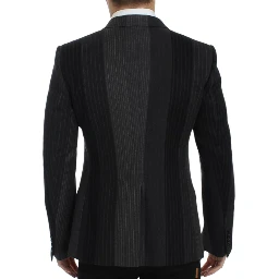 Gray striped wool stretch blazer