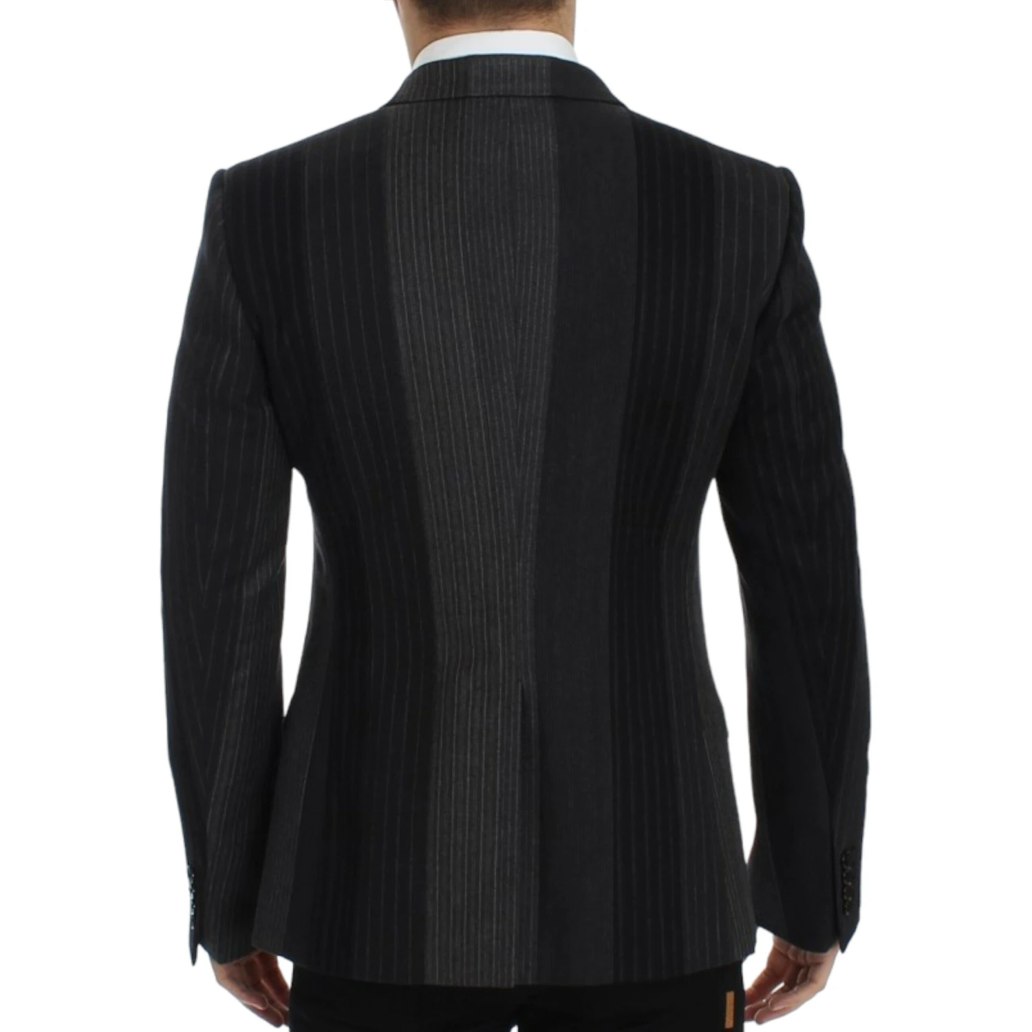 Gray striped wool stretch blazer