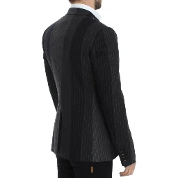 Gray striped wool stretch blazer