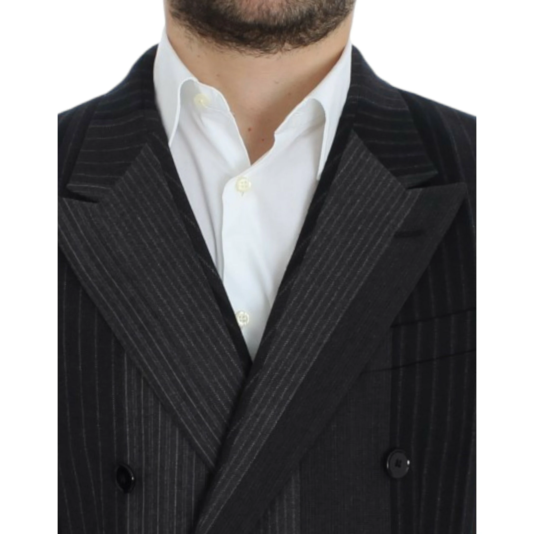 Gray striped wool stretch blazer