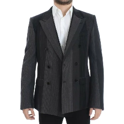 Gray striped wool stretch blazer