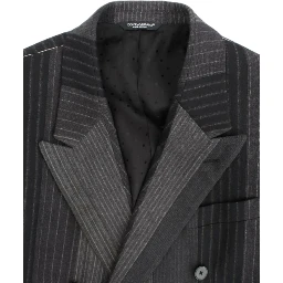 Gray striped wool stretch blazer
