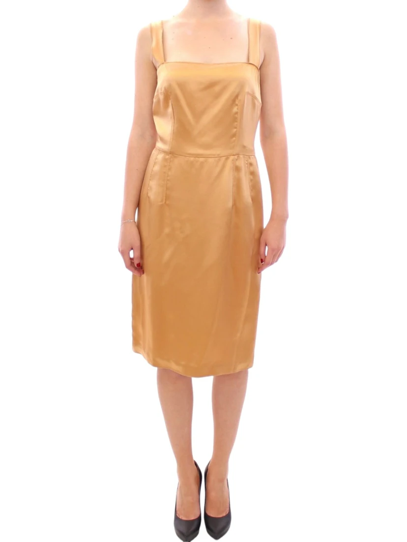 Bronze silk sheath dress