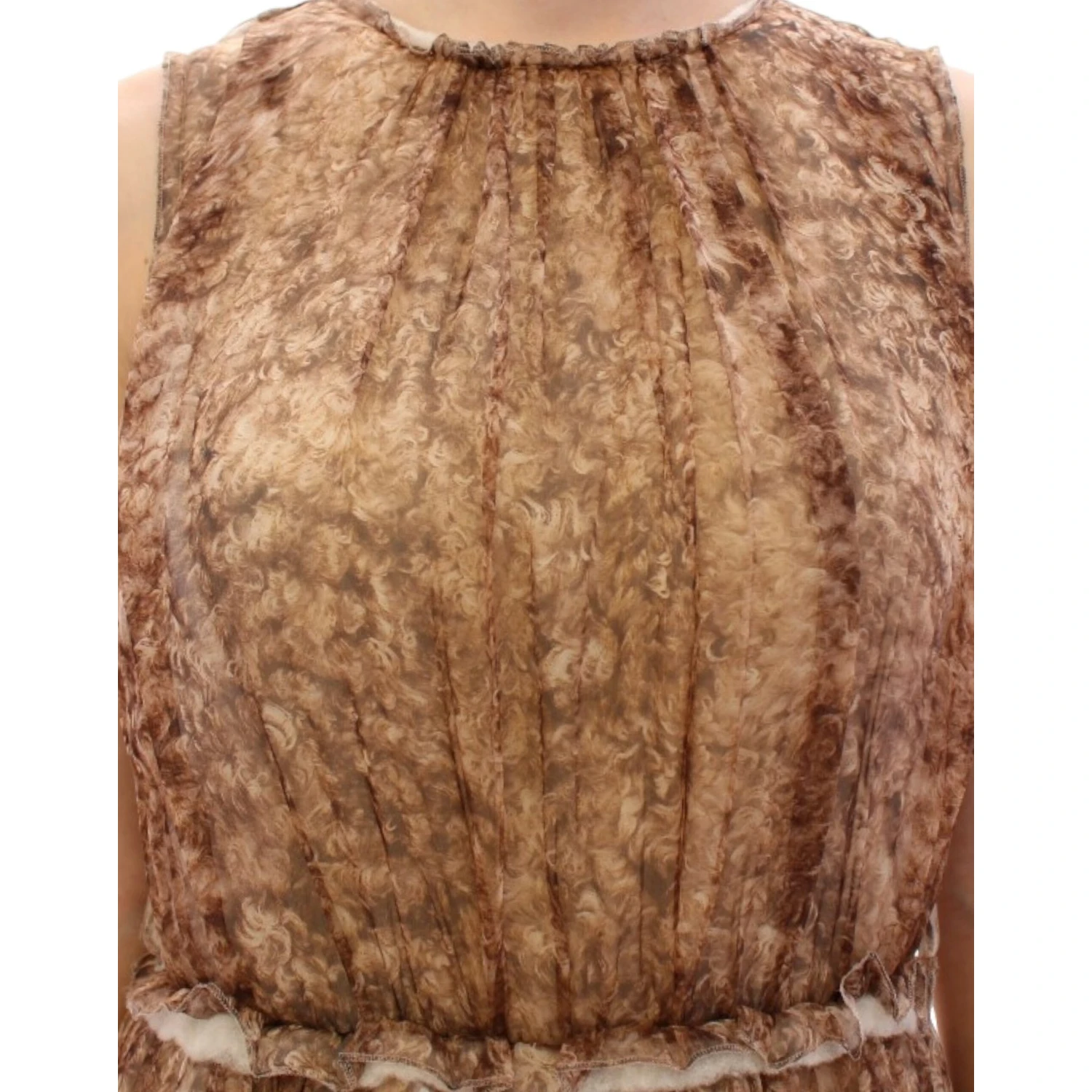 Brown sleeveless silk dress