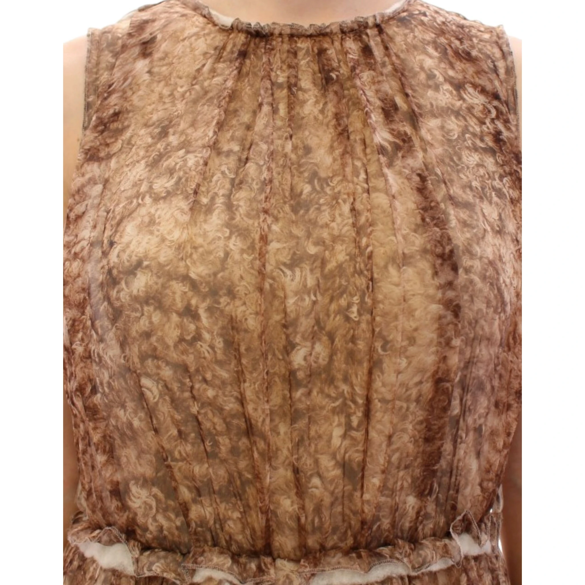 Brown sleeveless silk dress