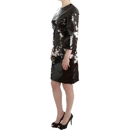 Black patent floral HANDPAINTED dress