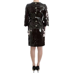 Black patent floral HANDPAINTED dress