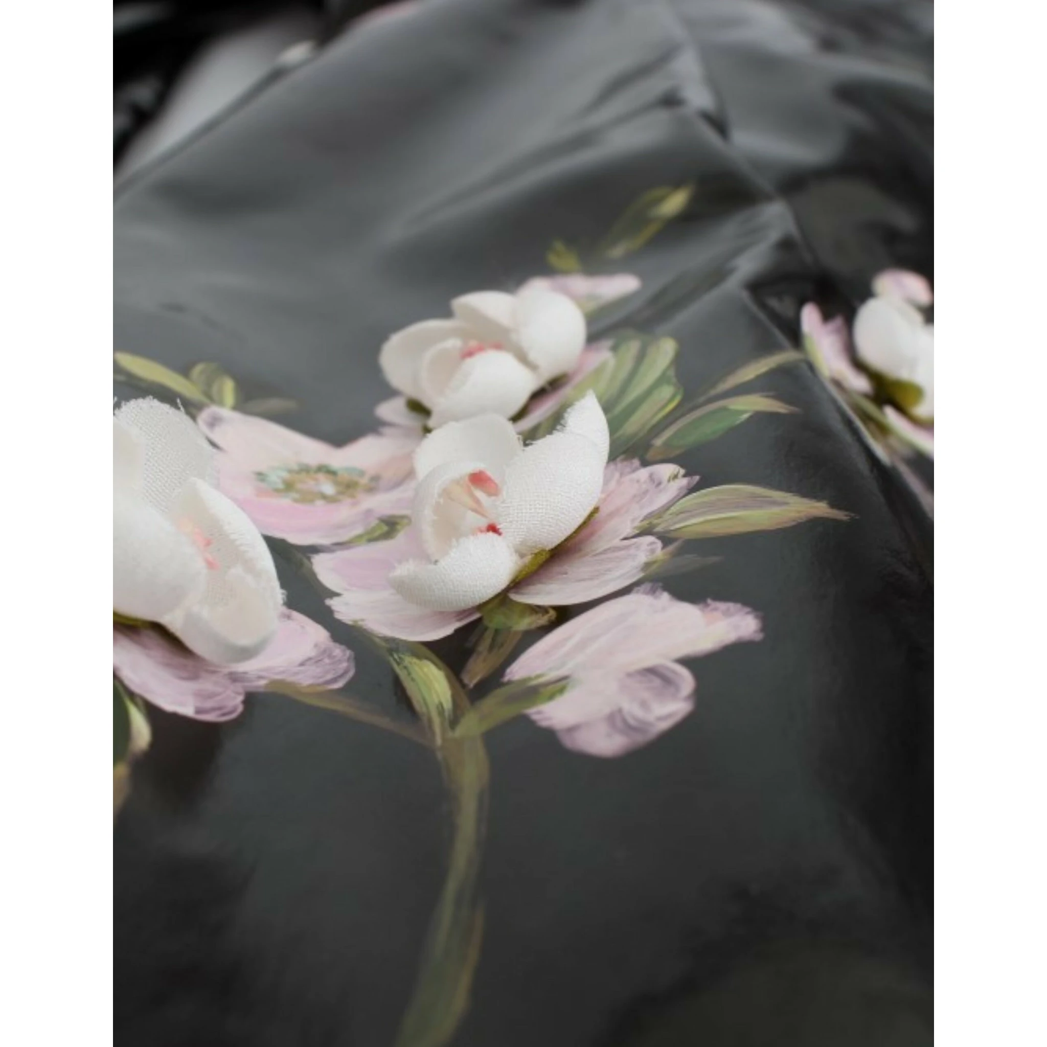 Black patent floral HANDPAINTED dress