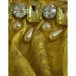 Yellow lace crystal mini dress